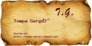Tompa Gergő névjegykártya